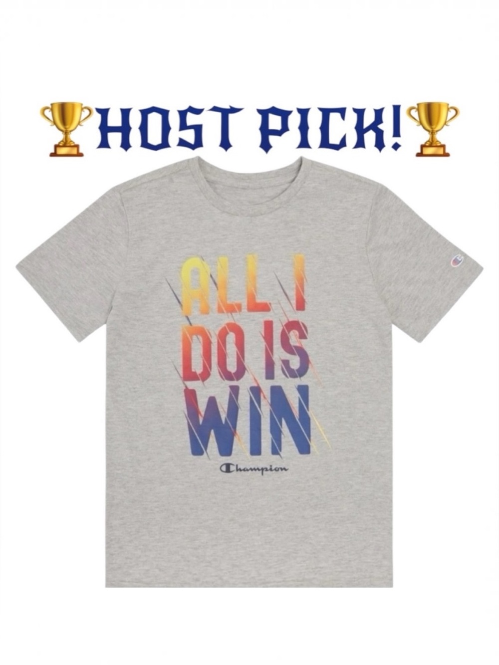 New CHAMPION© BOYS’ SHORT SLEEVE TEE! GRAY TEE, OMBRE GRAPHICS W/LOGO SZ.8 (MED)